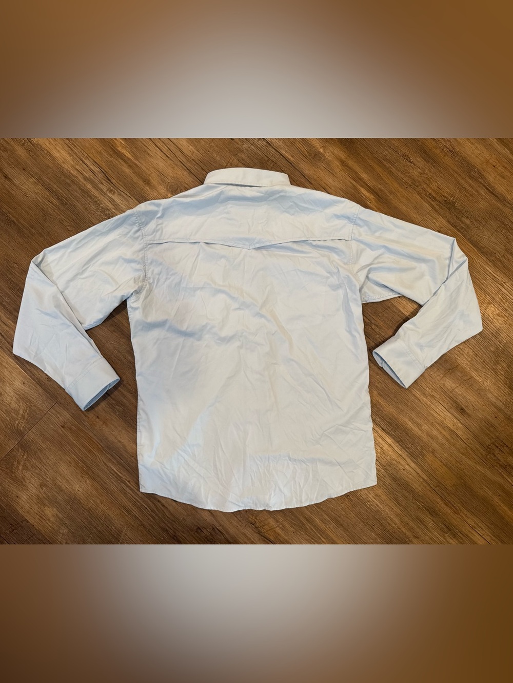 Poncho Outdoors San Gabriel Performance Western Pearl Snap Light Blue Shirt Sz M - Picture 2 of 5
